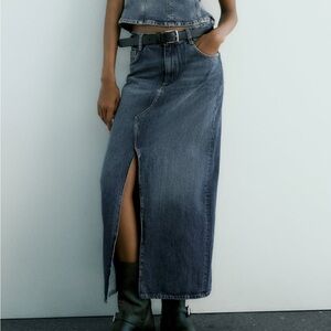 NWT ZARA LONG DENIM SKIRT